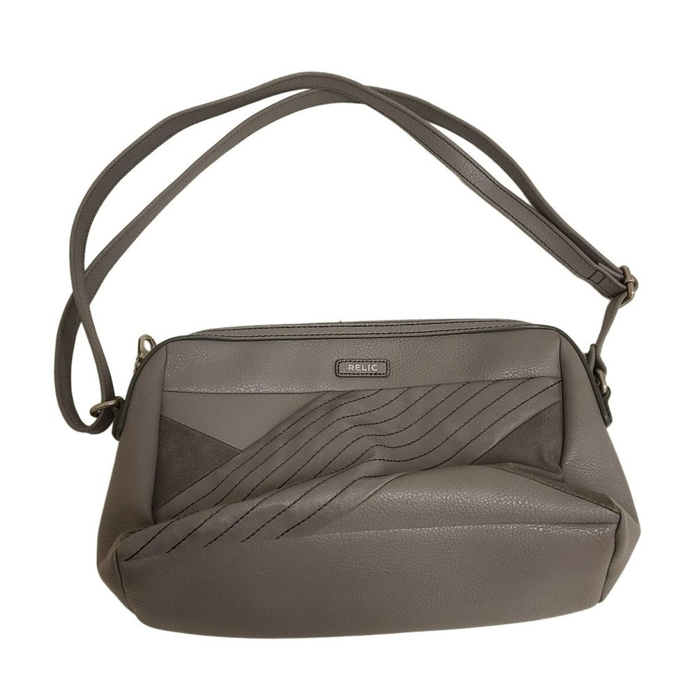 Relic Handbag Shouderbag Purse Criss Cross Front PU Leather Grey Women's OS